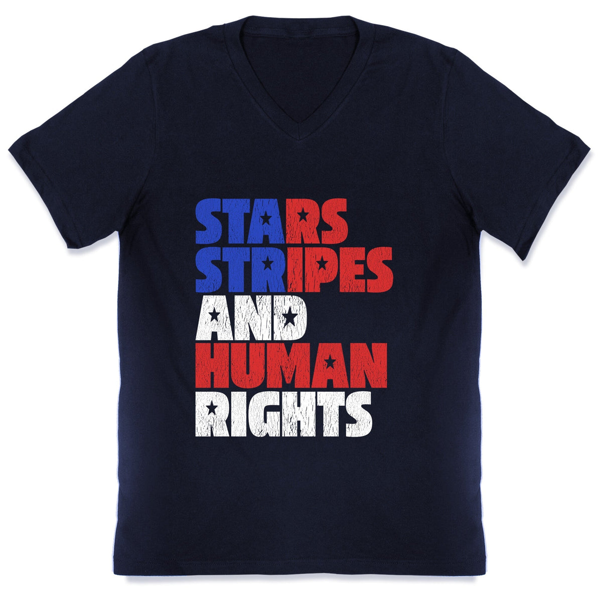 Starts Stripes Human Rights July 4th V-Neck Unisex