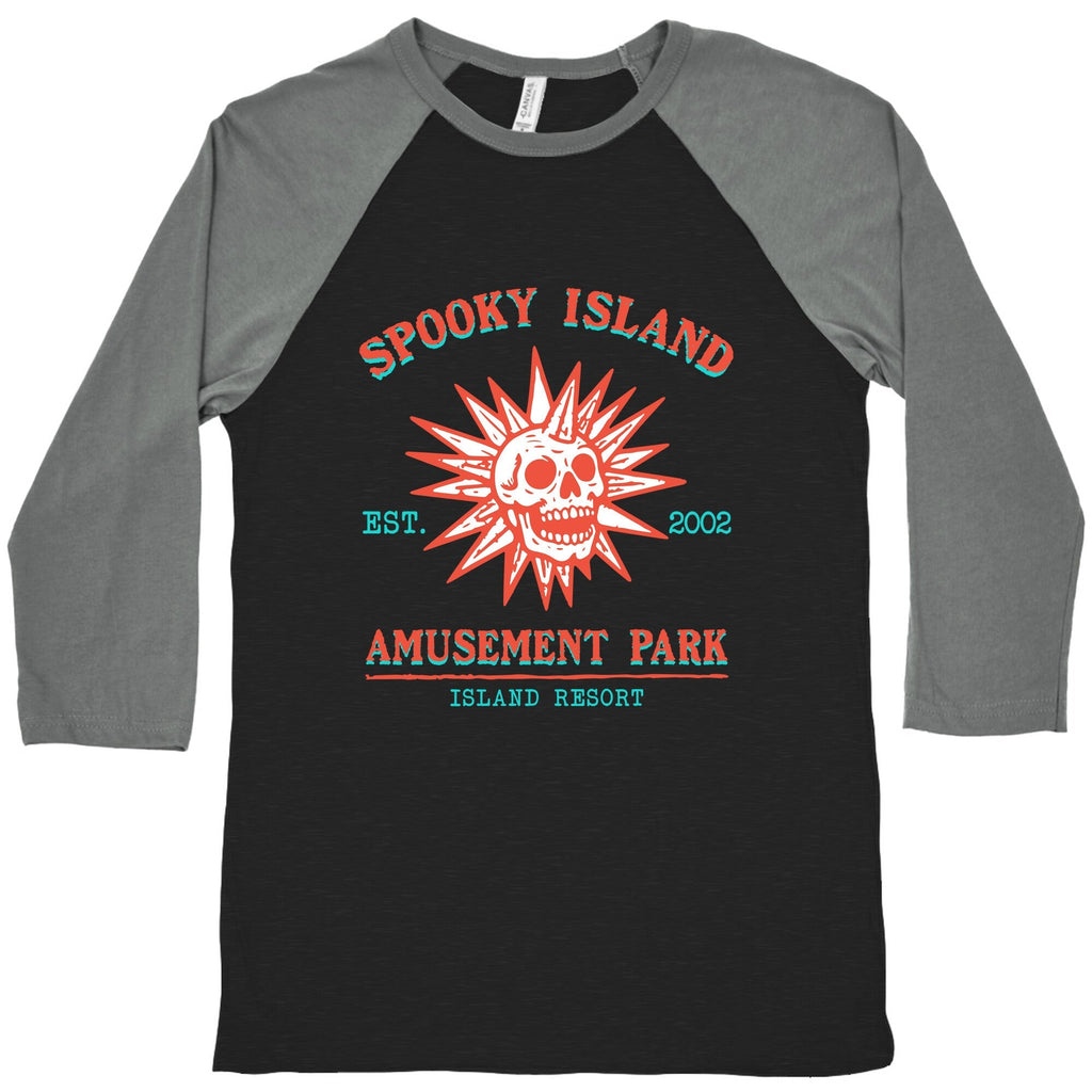 Spooky Island Retro Baseball Tee Unisex