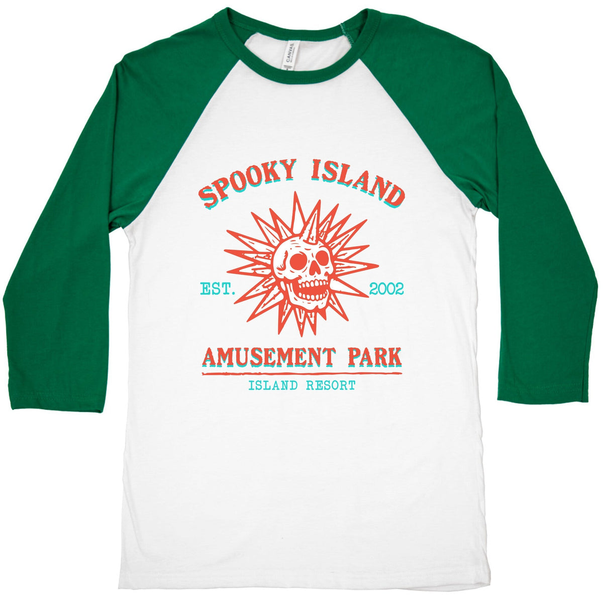 Spooky Island Retro Baseball Tee Unisex