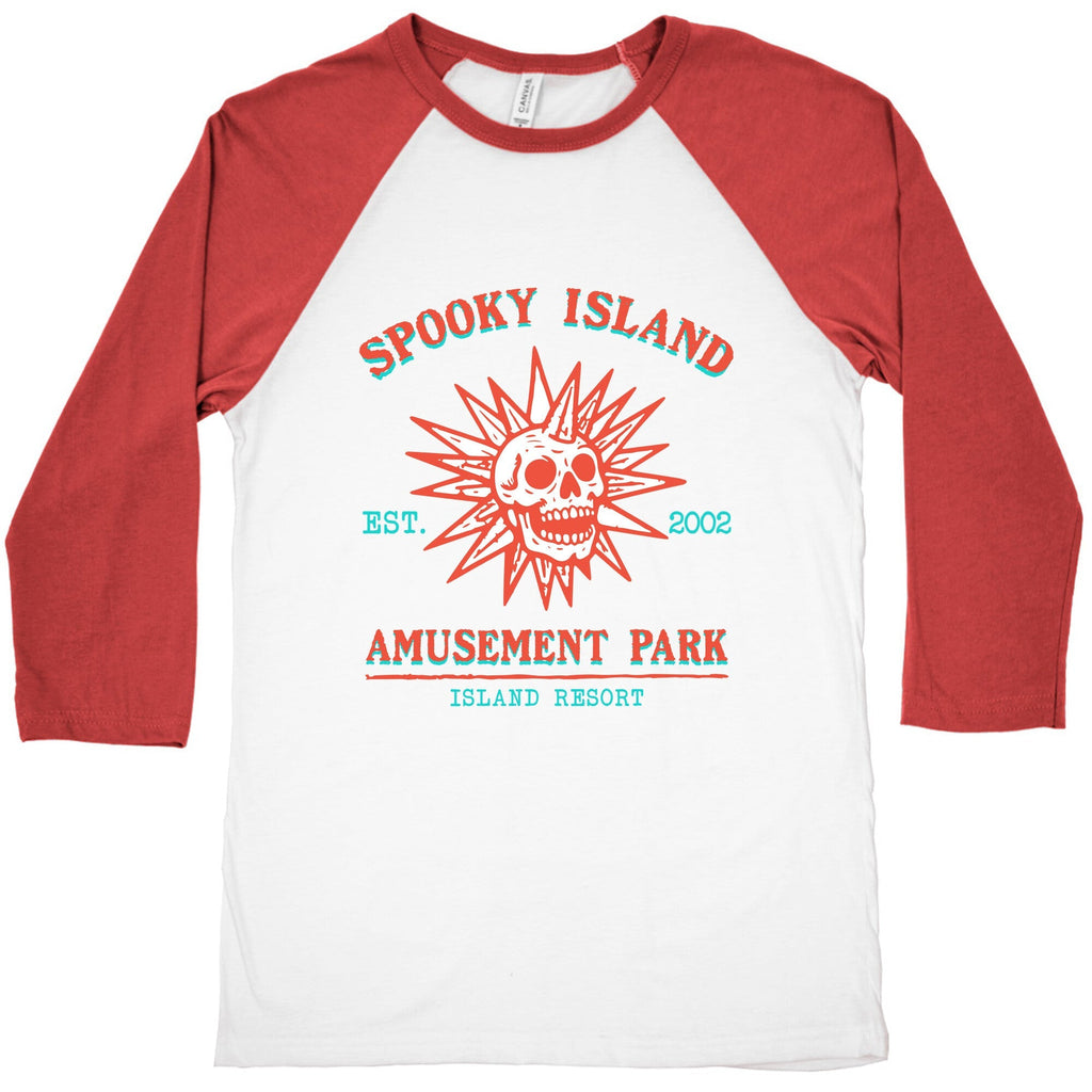 Spooky Island Retro Baseball Tee Unisex