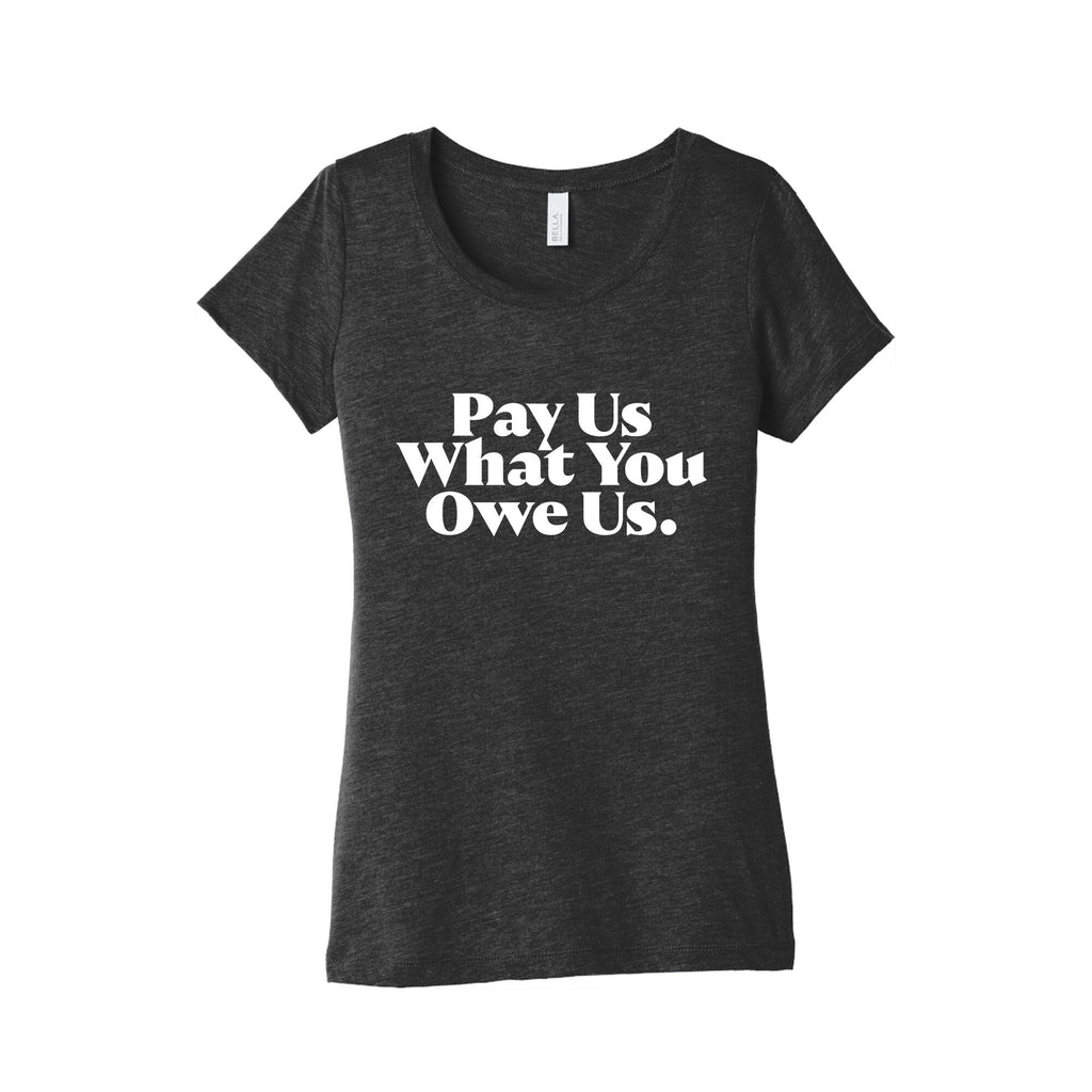 Pay Us What You Owe Us Womens Triblend Tee Unisex