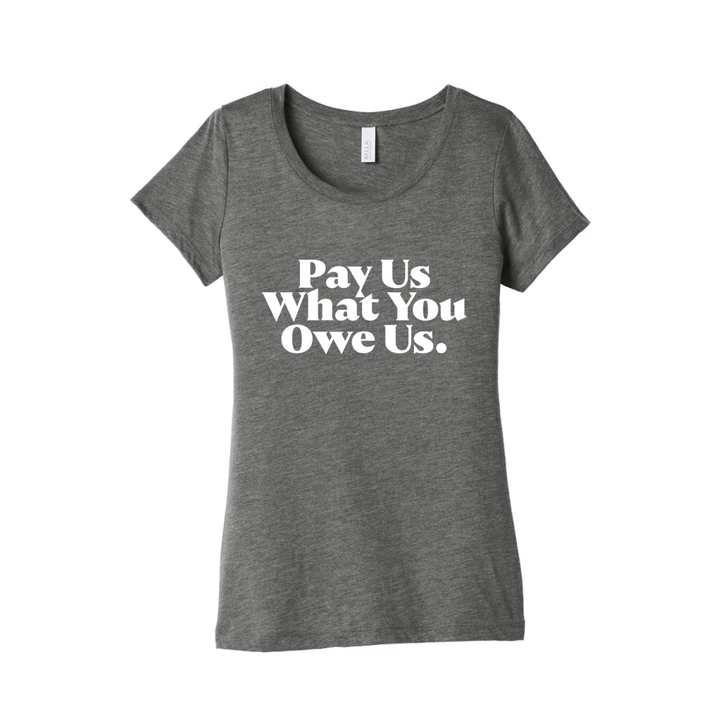Pay Us What You Owe Us Womens Triblend Tee Unisex