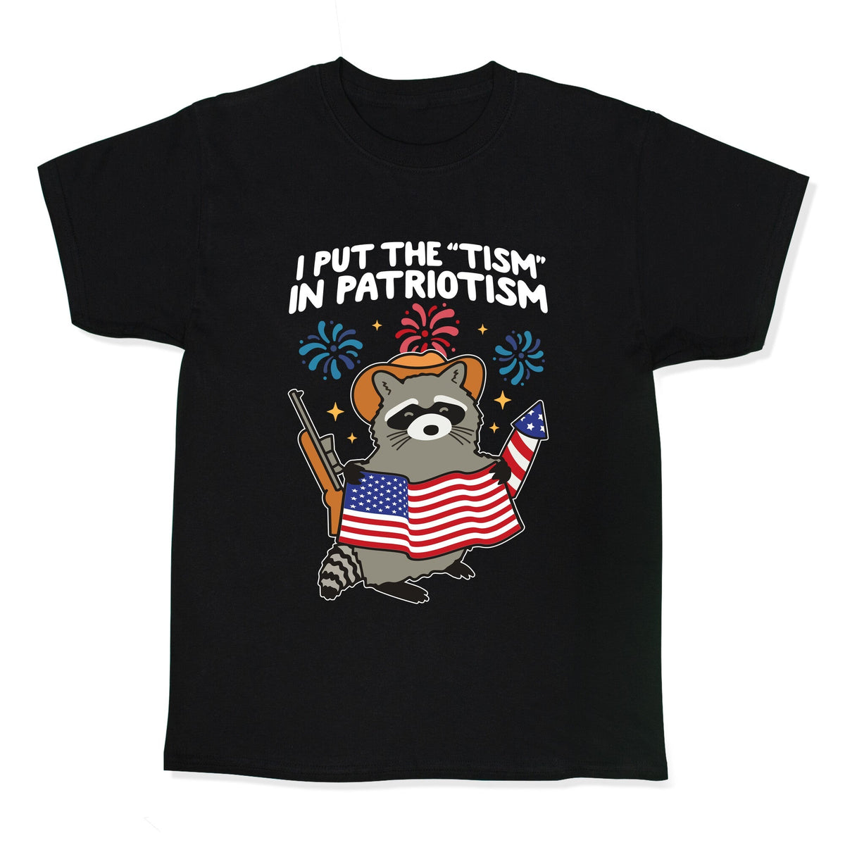 Tism In Patriotism Racoon Kids Tee Unisex