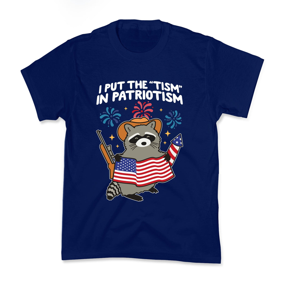 Tism In Patriotism Racoon Kids Tee Unisex