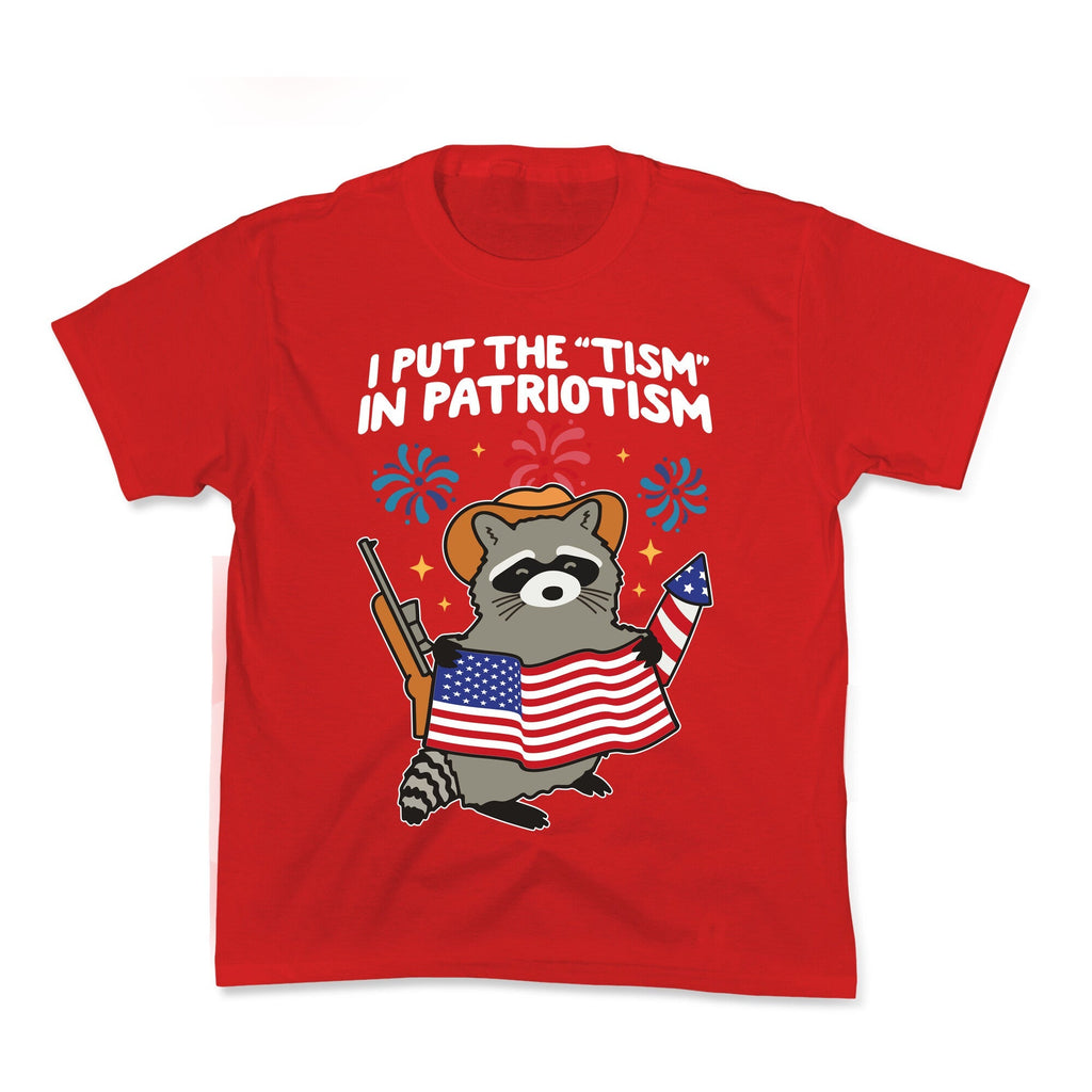 Tism In Patriotism Racoon Kids Tee Unisex