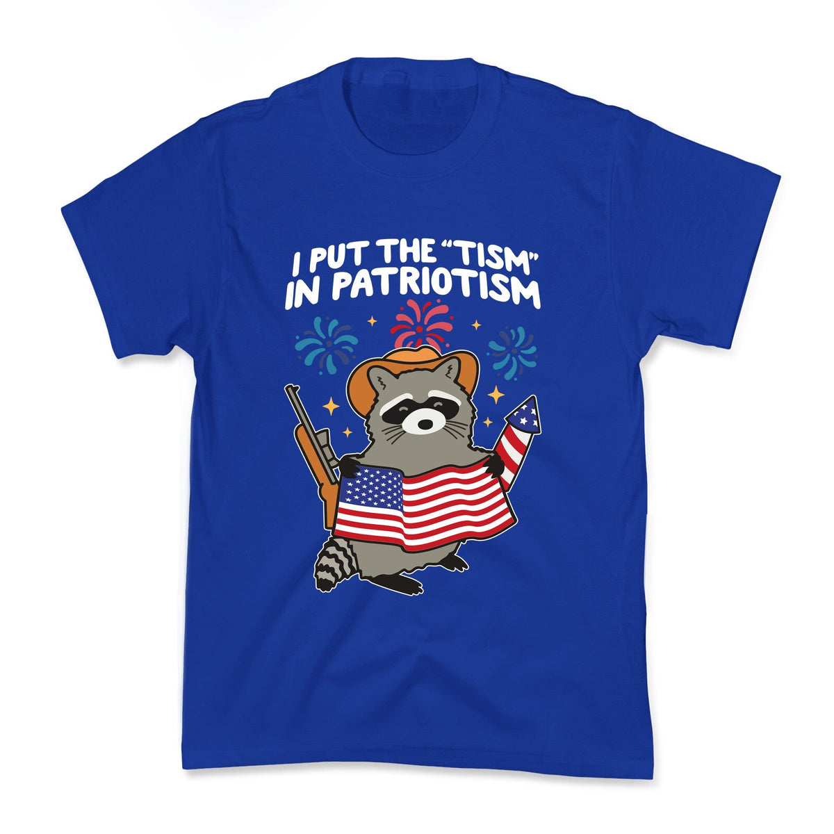 Tism In Patriotism Racoon Kids Tee Unisex