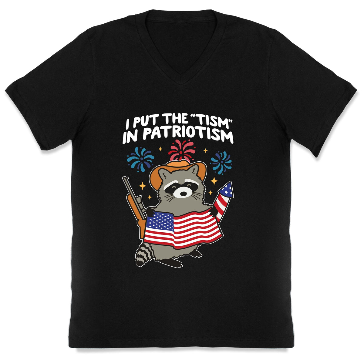 Tism In Patriotism Racoon V-Neck Unisex