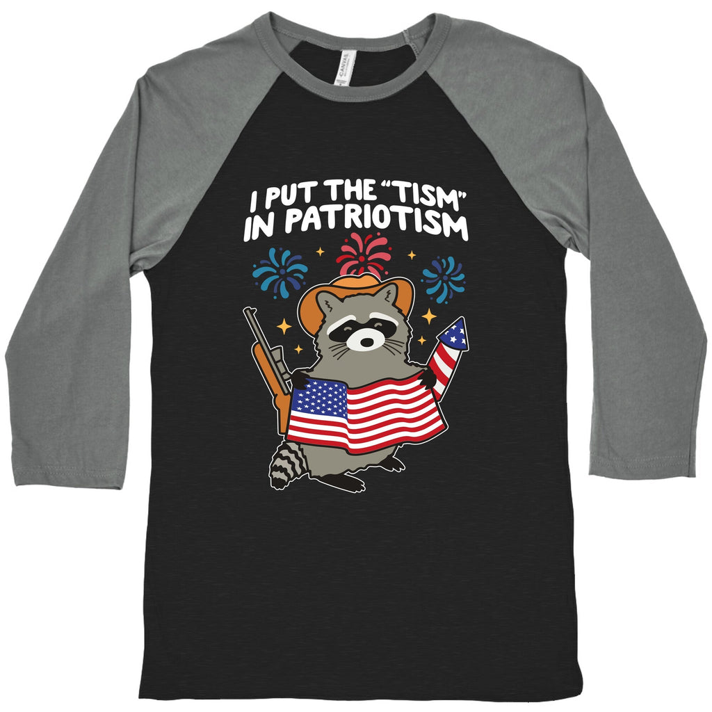Tism In Patriotism Racoon Baseball Tee Unisex