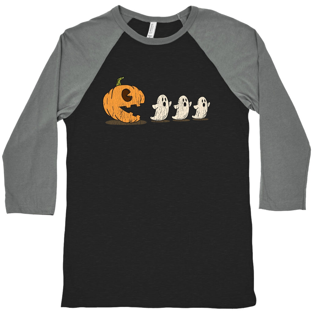 Halloween Pumpkin Ghost Game Baseball Tee Unisex