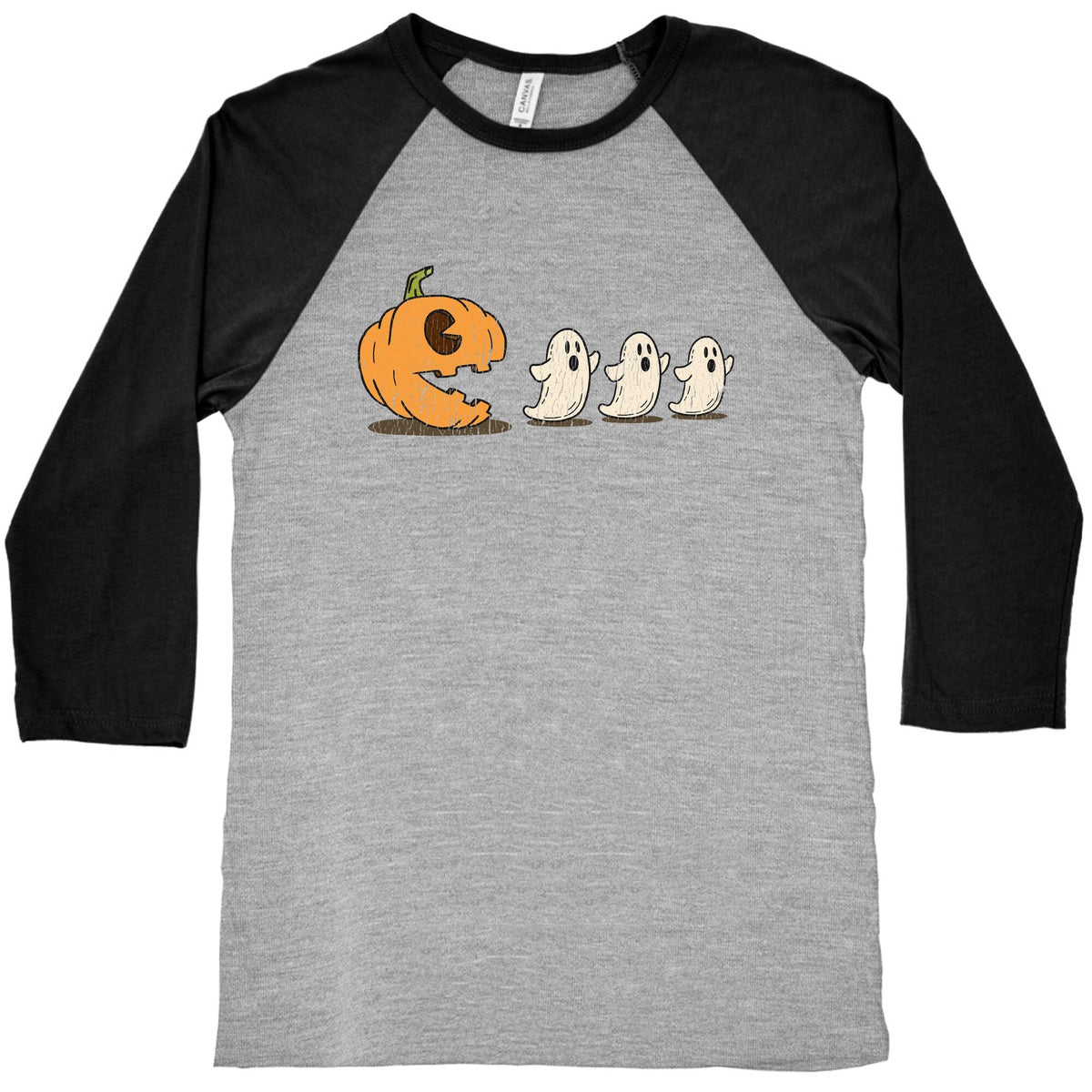 Halloween Pumpkin Ghost Game Baseball Tee Unisex