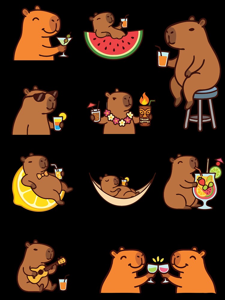 Capybara Mocktail Cocktail Sticker Sheet - Tee by RedStreamStudio