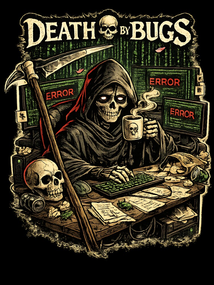 Death By Bugs Reaper Programmer – Funny Coding Debugging Developer Gift by SaNaCreation13
