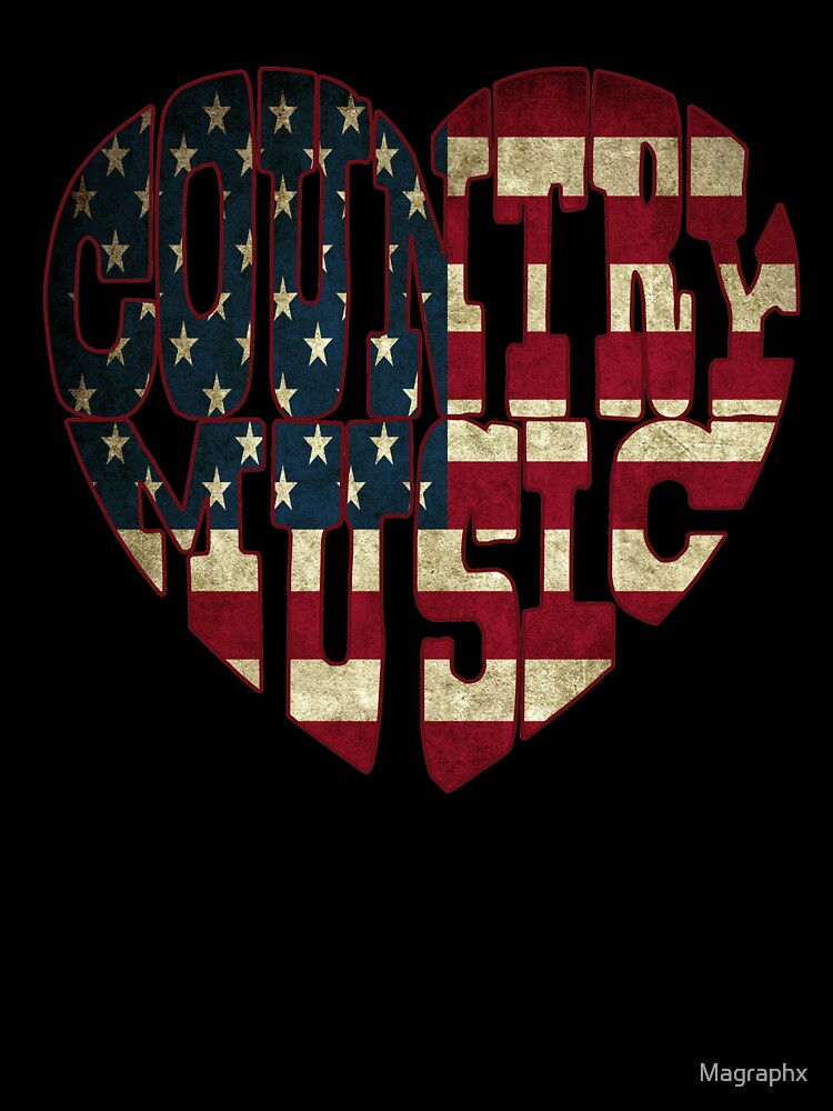 I Love America Country Music Patriotic Shirt USA Flag, I Heart America Country Music by Magraphx