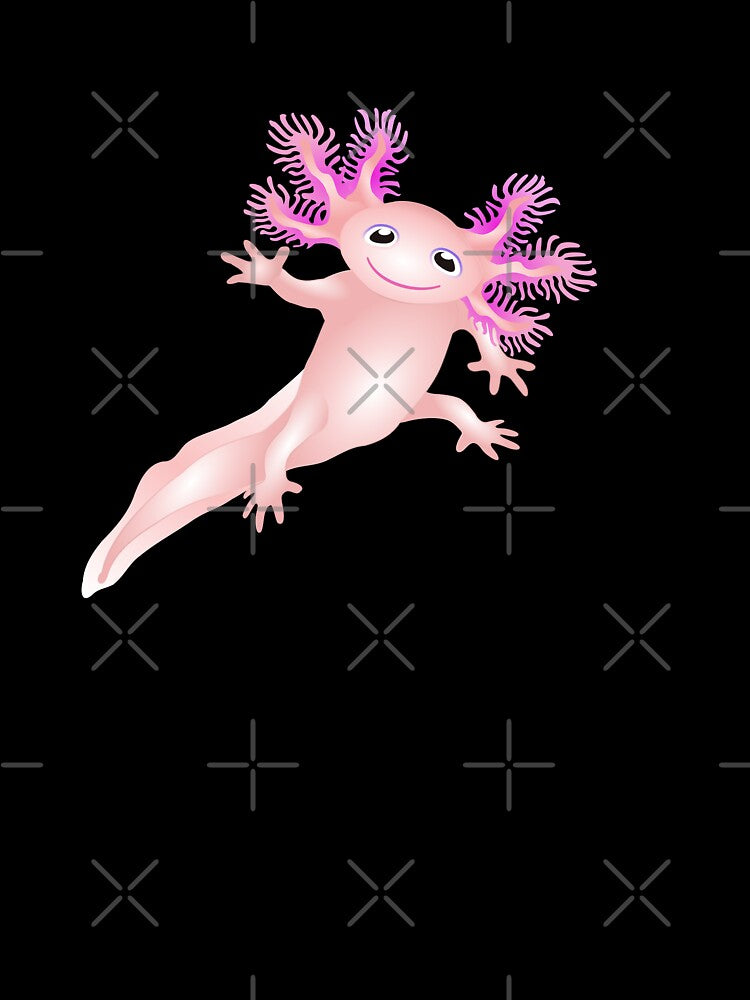 Pink Axolotl Floating And Waving by Adamo-illustration