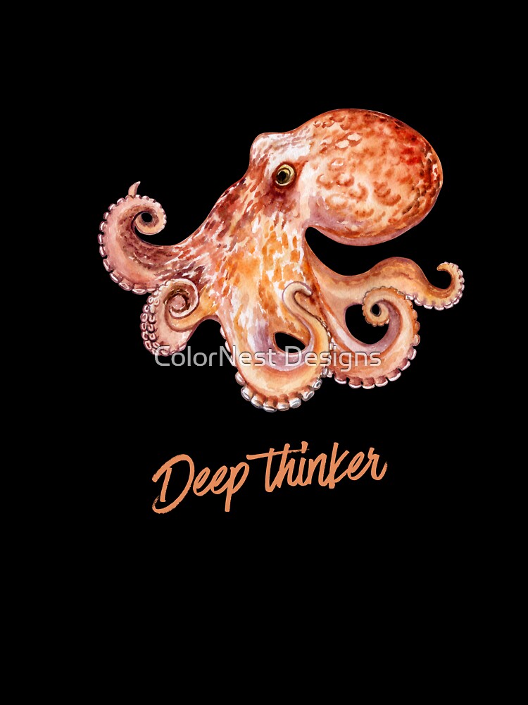 Deep Thinker – Minimalist octopus ocean aesthetic design by ColorNest Designs