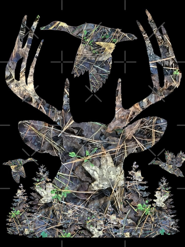 Camoflauge Whitetail Buck Deer, Camo Flying Ducks, Camo Forest Design by LifeCrush