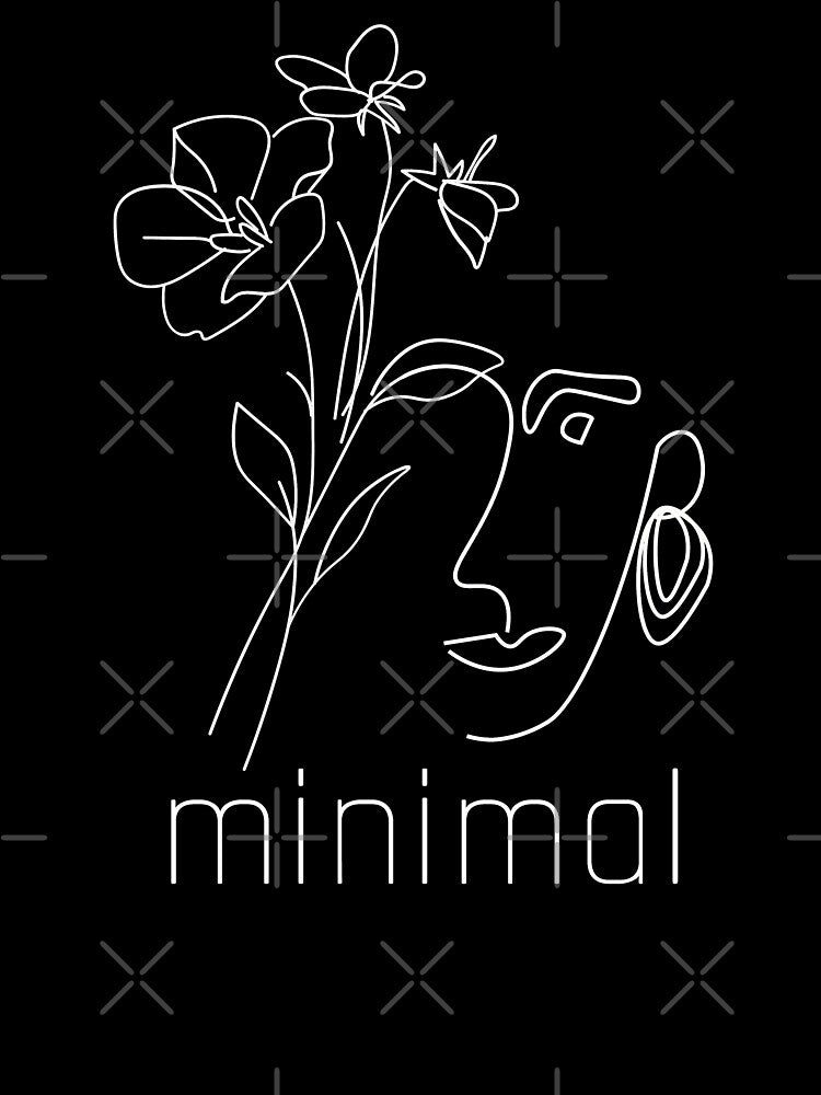 Line Art - Woman with Flowers - Modern Minimal Text Design by The Red Nox