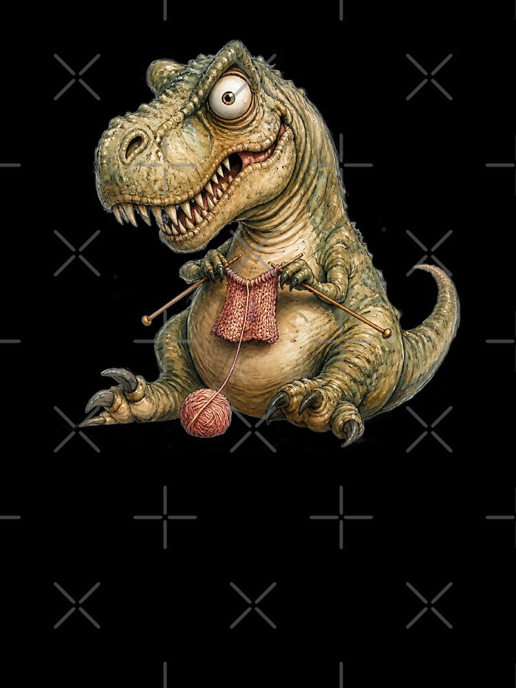 Funny Knitting Dinosaur Cozy Crafty T Rex by Wilcox PhotoArt