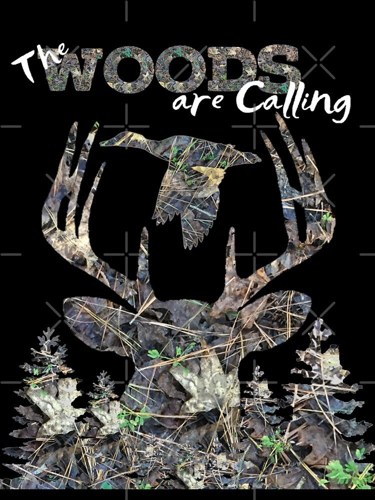 Woods are Calling Camoflauge Whitetail Buck Deer, Camo Flying Ducks, Camo Forest Design by LifeCrush