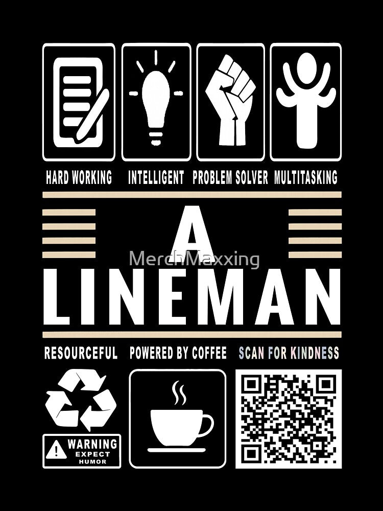 Funny Lineman Job Description Icons QR Code by MerchMaxxing