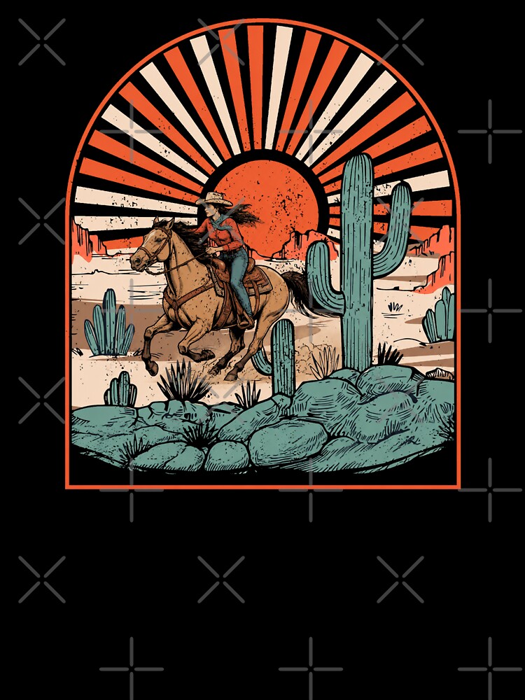 Rodeo Cowgirl Desert Sunset by AtlantiqArt