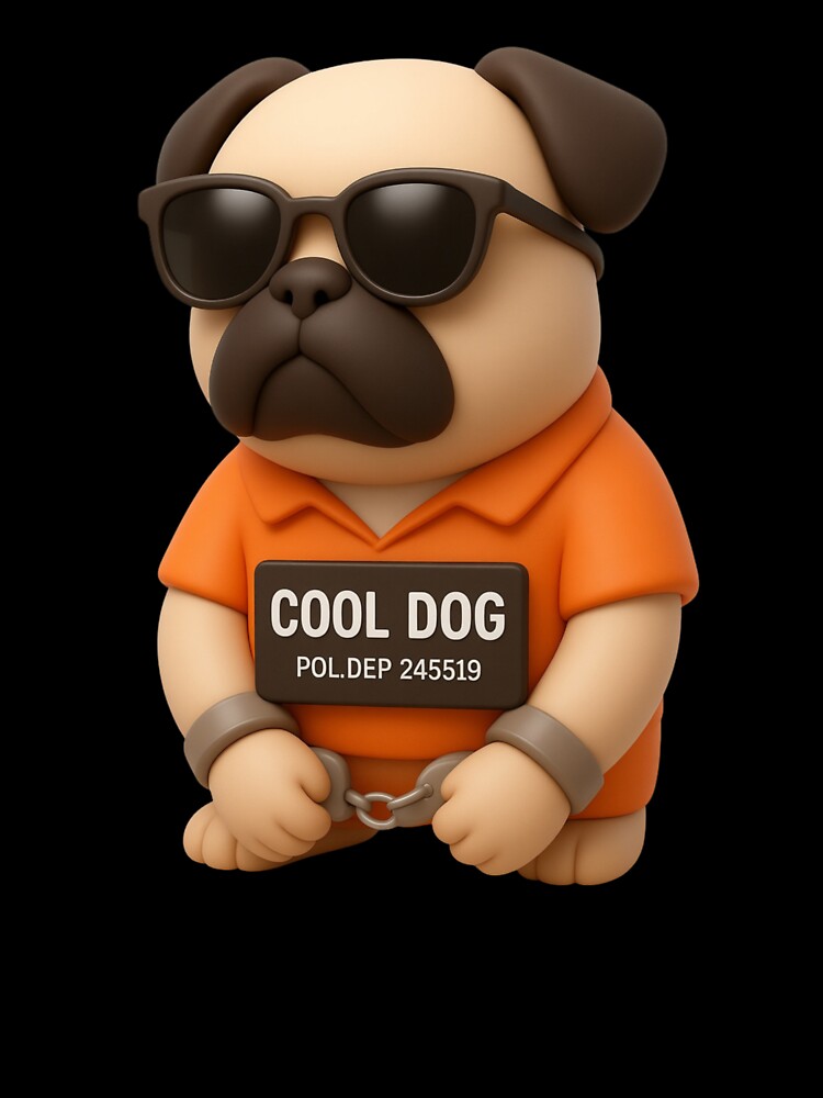 Cool Dog Mugshot 3D Pug In Jail Sticker by thazinart