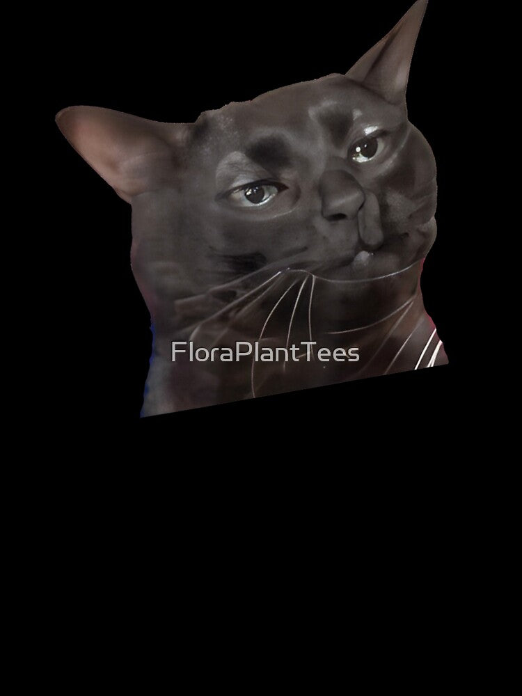 Tired Black Cat Meme Dissociated Funny Internet, Black cat zoning out by FloraPlantTees