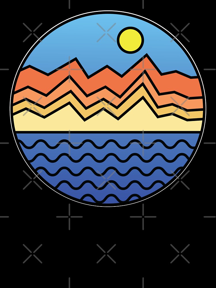 Minimalist Nature Landscape Lake Sunset Line Art by RoguePixel
