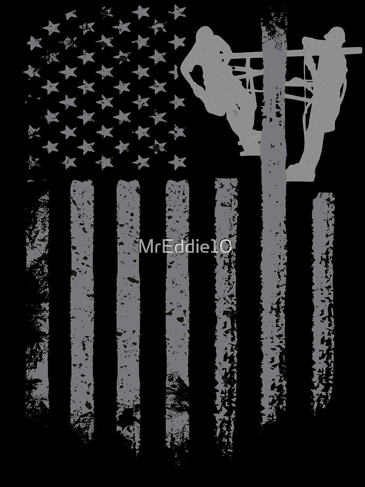 Gift For Lineman with US American Flag by MrEddie10
