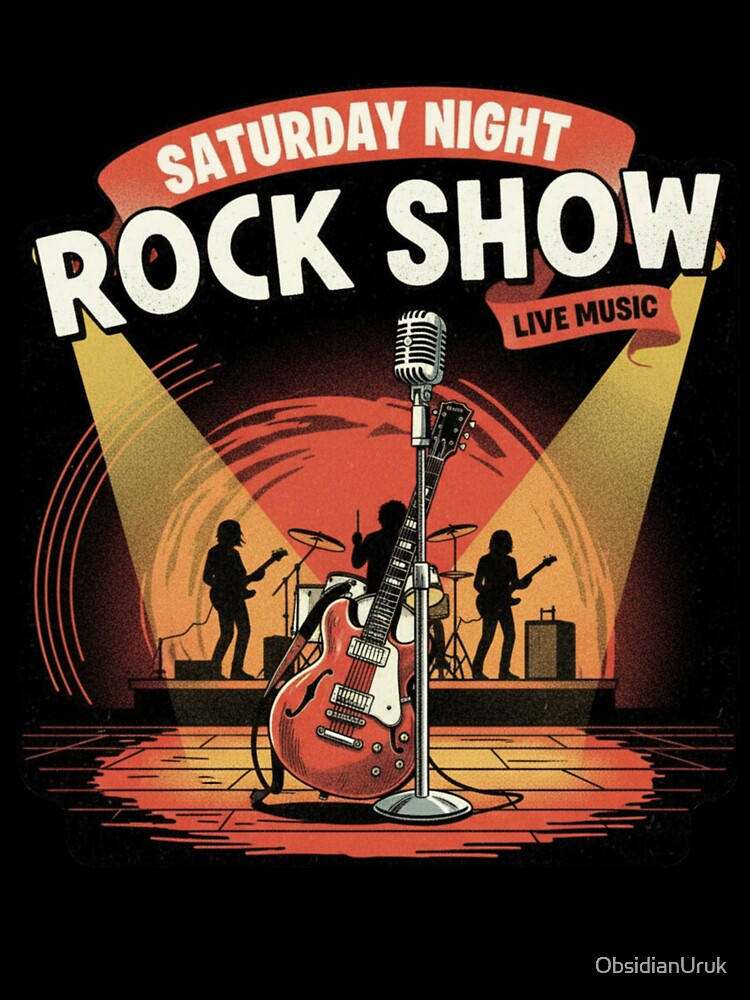 Saturday Night Rock Show Vintage T-Shirt | Retro Live Music Guitar Design | Classic Rock Concert Poster Art by ObsidianUruk