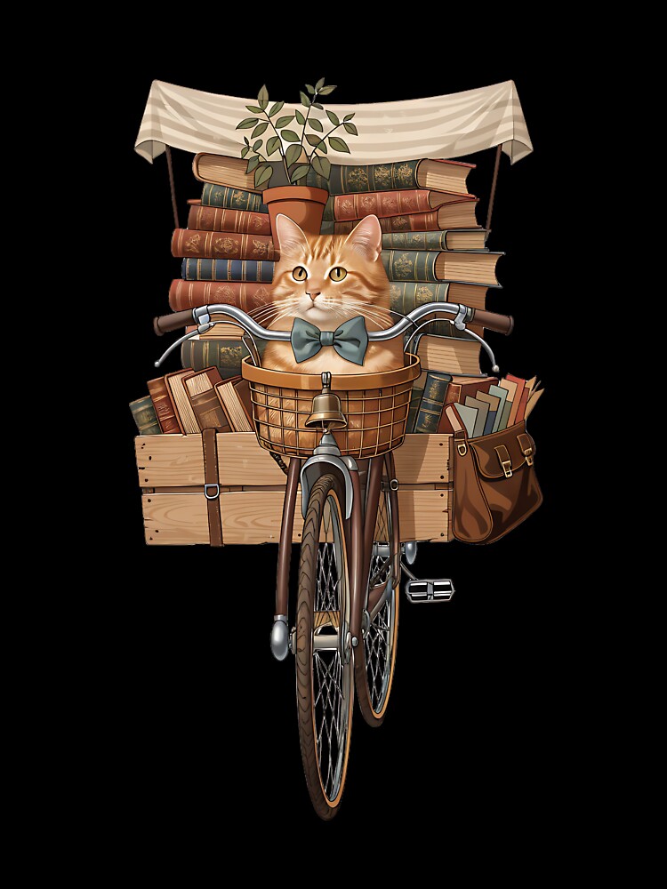 The Traveling Bookshop Cat by Neural-canvas