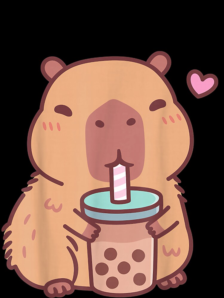 Cute Capybara Kawaii Anime Drinking Bubble Tea Lover Girls Art for Men Women Kids , Capybara Gift Lover by DZIRI NAJAT