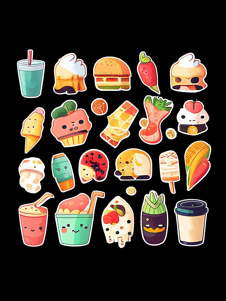 Cute happy food sticker pack by KawaiiFoodArt