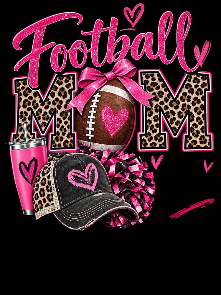 Football Mom Shirt | Leopard Print Football Mama Pink Bow Tee by Wiamprint