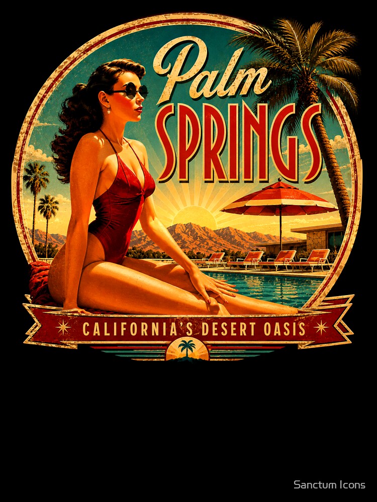 Palm Springs – California's Desert Oasis | Vintage Retro Travel Poster by Sanctum Icons