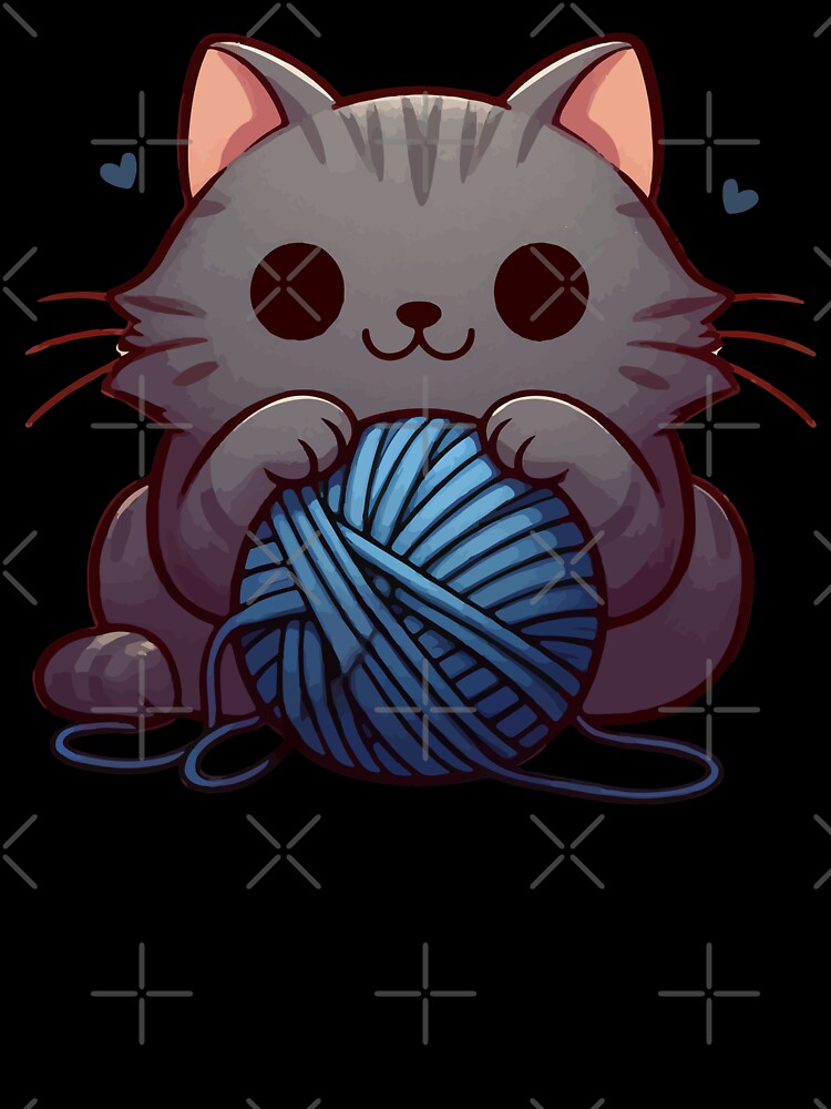 Kawaii Cute Cat With Yarn Ball by TomFrontierArt