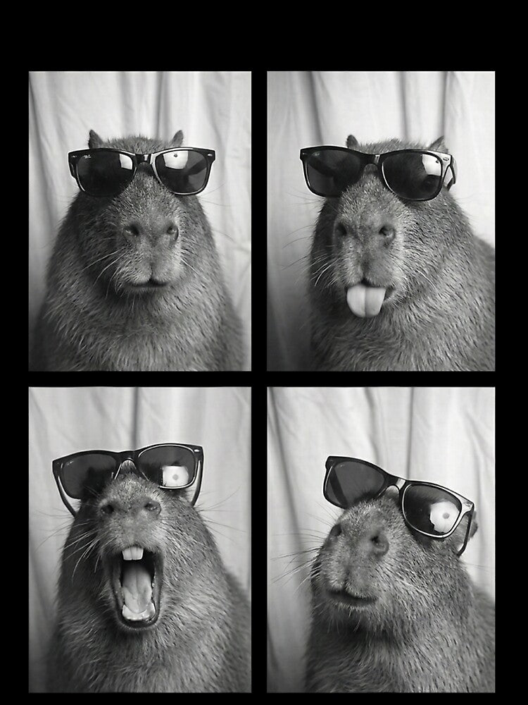 Cool Capybara with Sunglasses PhotoBooth Funny Rodent Animal Art for Men Women Kids , Capybara Gift Lover by DZIRI NAJAT