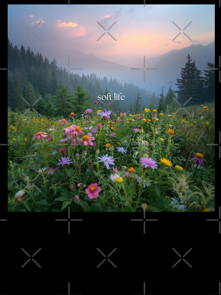 Soft Life — Dreamy Wildflower Field Morning Fog Mountain Aesthetic Cottagecore Nature Art Print Gift Women by Sixième Studio