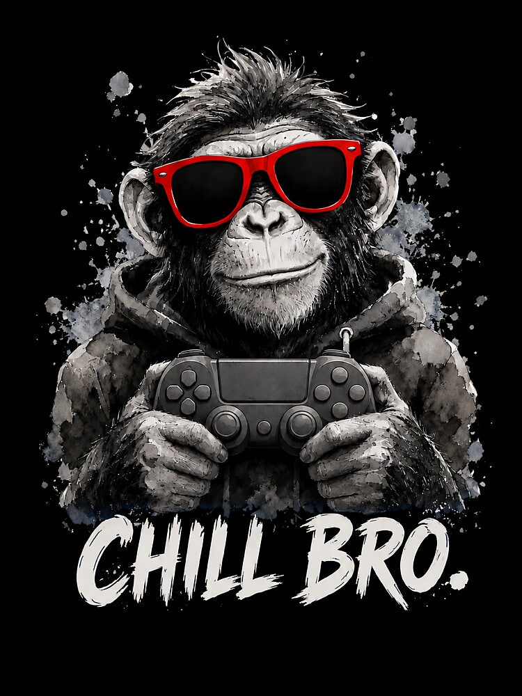 Chill Bro Gamer Ape Sunglasses Design by lvlupthreads