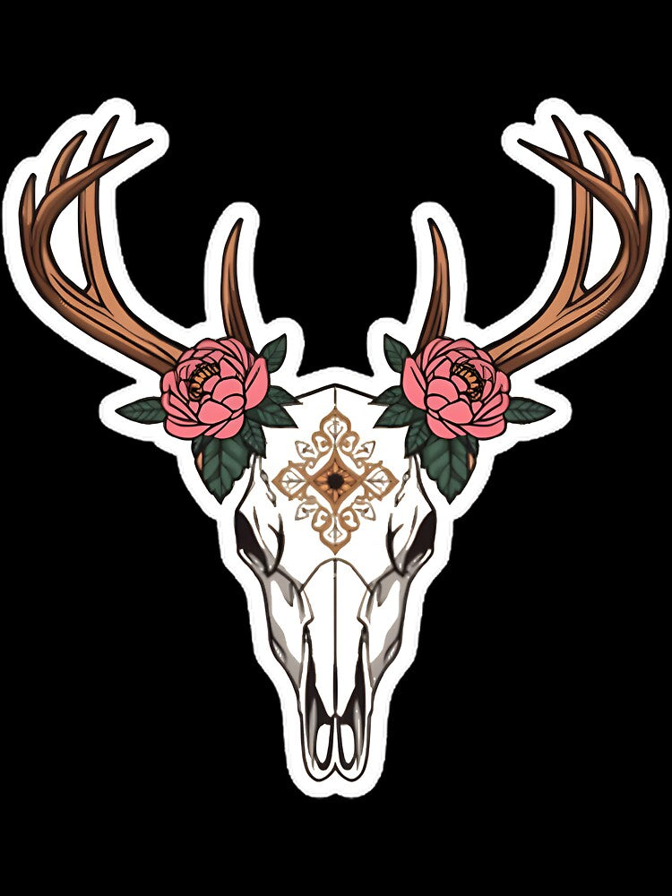 Boho Deer Skull Floral Antlers Sticker Western Aesthetic Skull Flower PERFECT GIFT FOR YOU AND FRIENDS by Beautyinme