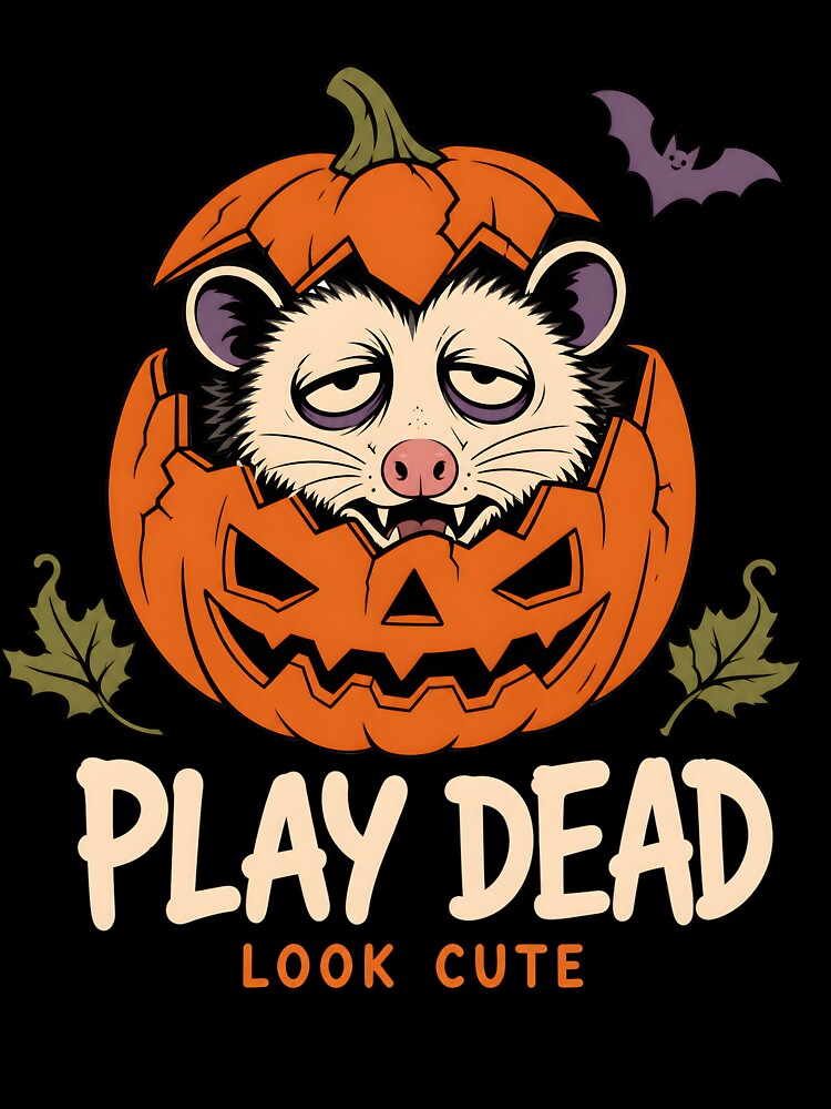 Play Dead Look Cute Halloween Opossum Jack O Lantern by calicito