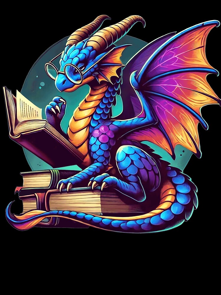 Dragon Reading a Book Bookworm Book Lover by BlueBerry-Pengu