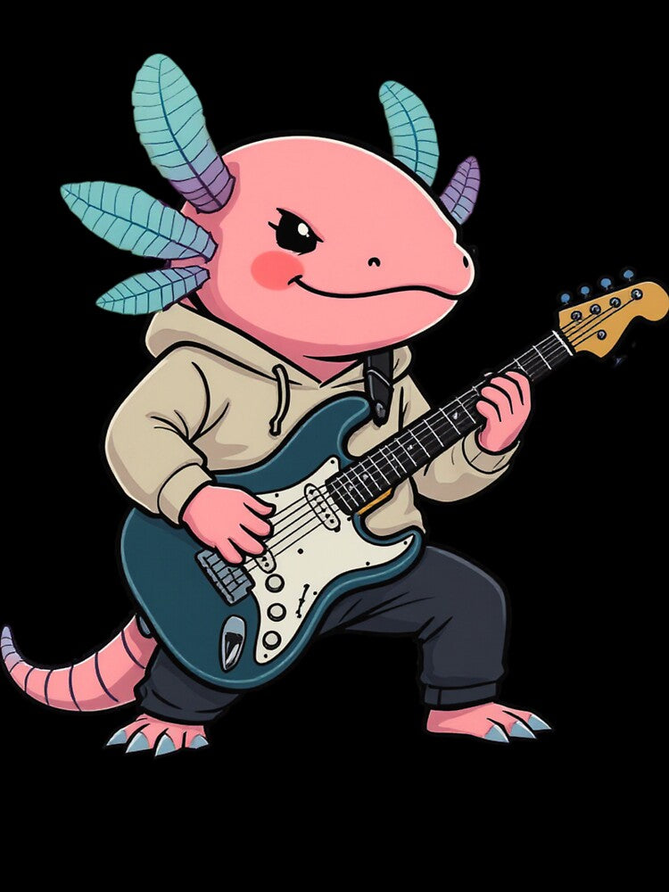 Musician Axolotl Guitar Hero – Cool Electric Guitar Illustration by ColorSplash123
