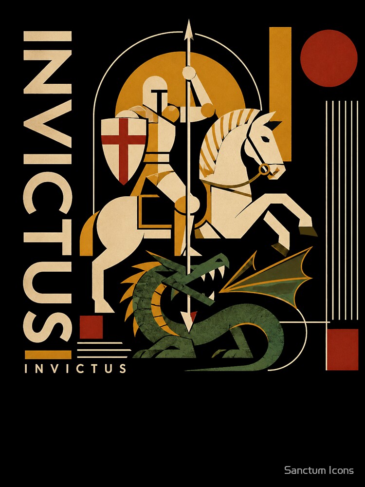 Invictus: The Golden Dragon Line | Art Deco & Bauhaus Knight vs Dragon Premium T-Shirt by Sanctum Icons