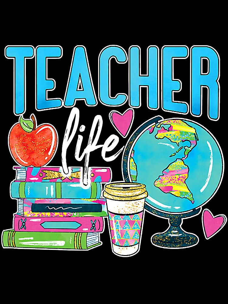 Teacher Life Heart Globe Books Coffee by BundlerVq