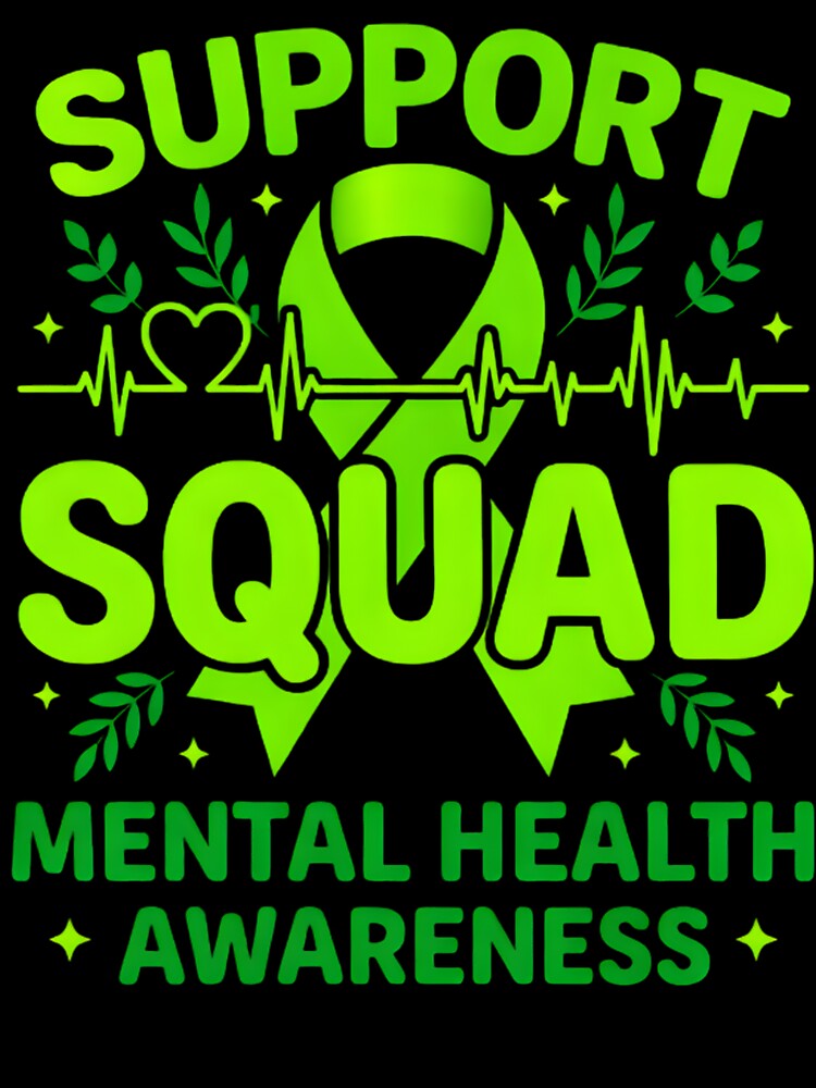 Support Squad Mental Health Awareness Heartbeat Green Ribbon Shirt | Mental Health Matters by Artbyrome