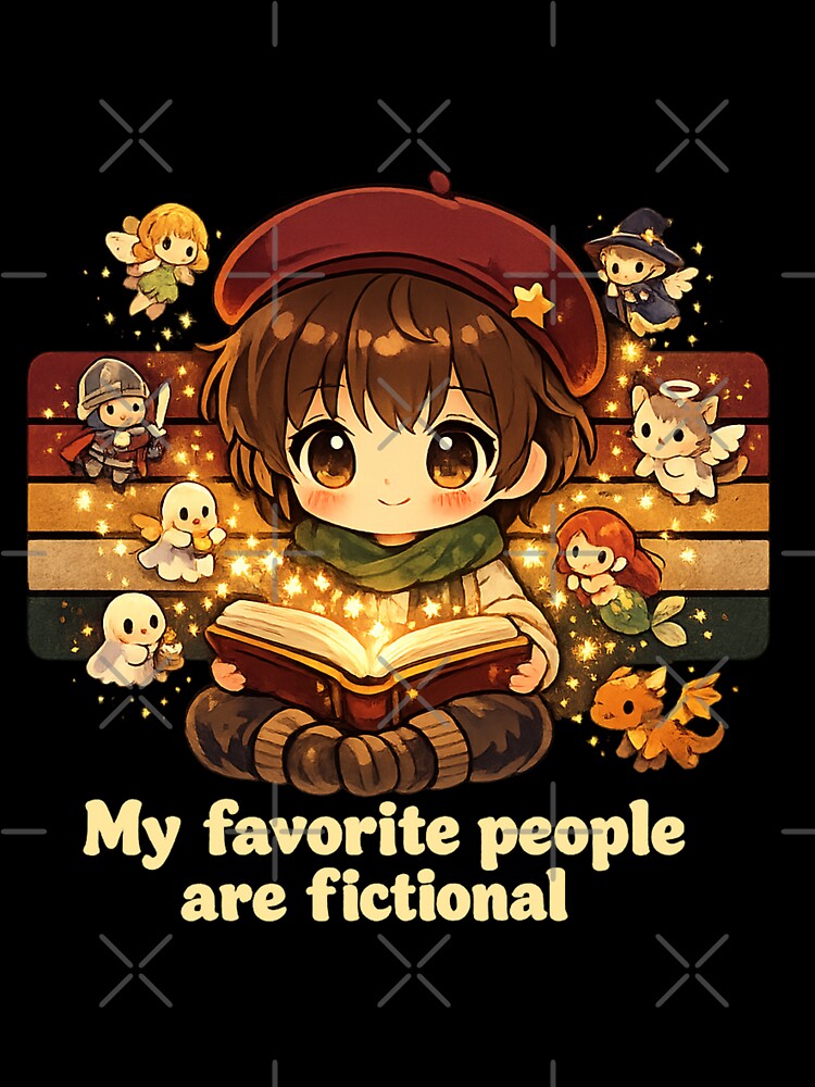 My Favorite People Are Fictional - Book Lover Girl Kawaii T-Shirt by Art JSMY
