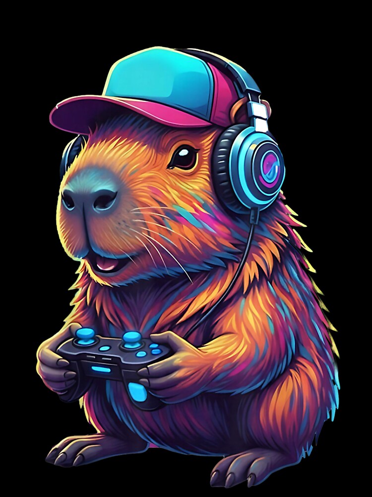 Funny Capybara Gamer Gaming Video Games Capybara Art for Men Women Kids , Capybara Gift Lover by DZIRI NAJAT