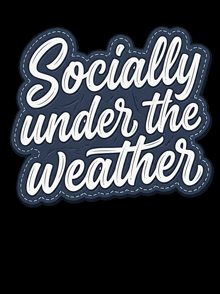 Socially Under the Weather - Blue Denim Patch Typography by Modern Antique Atelier
