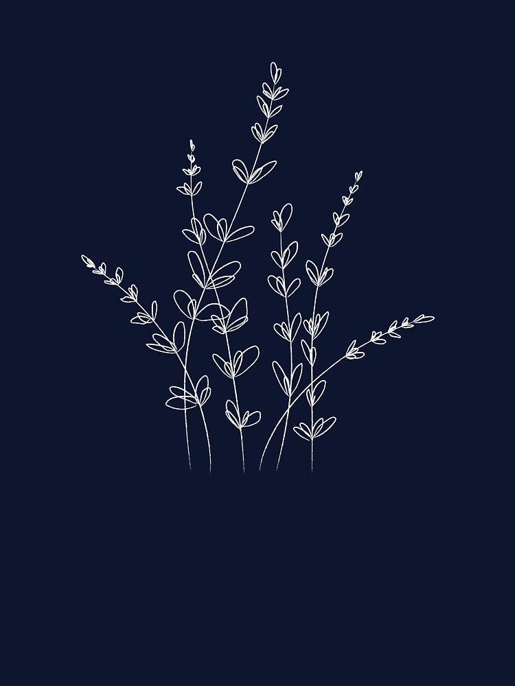 Wildflower Floral Art - White on Black by Rebecca Claire Designs
